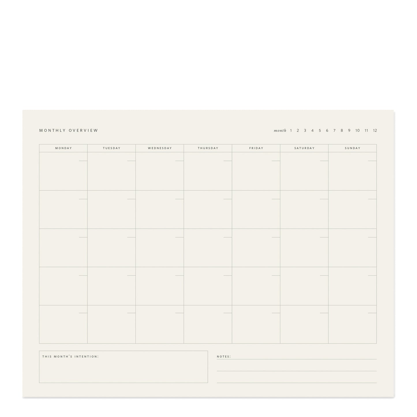 Monthly Overview Notepad