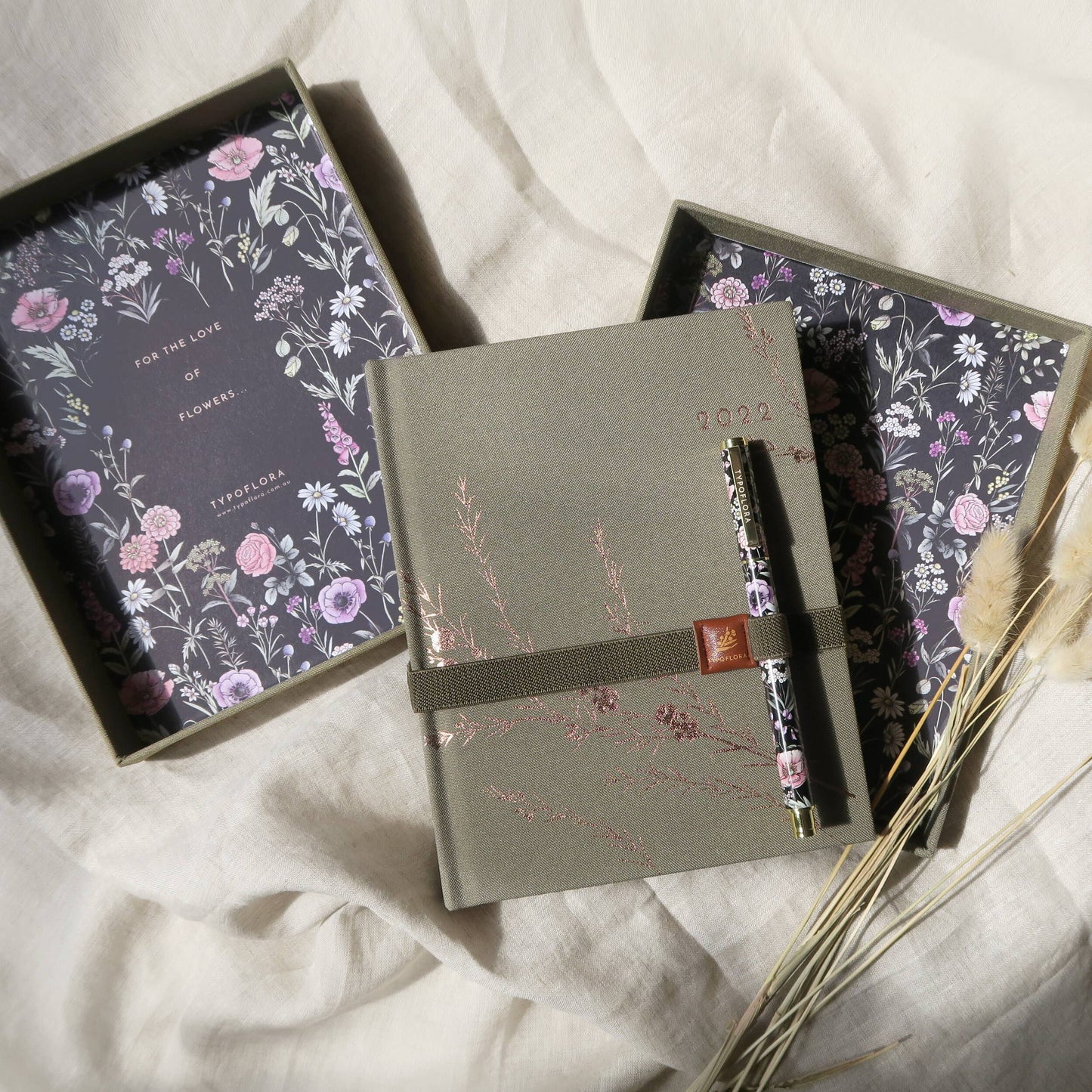 Olive Notebook Strap With Pen Holder