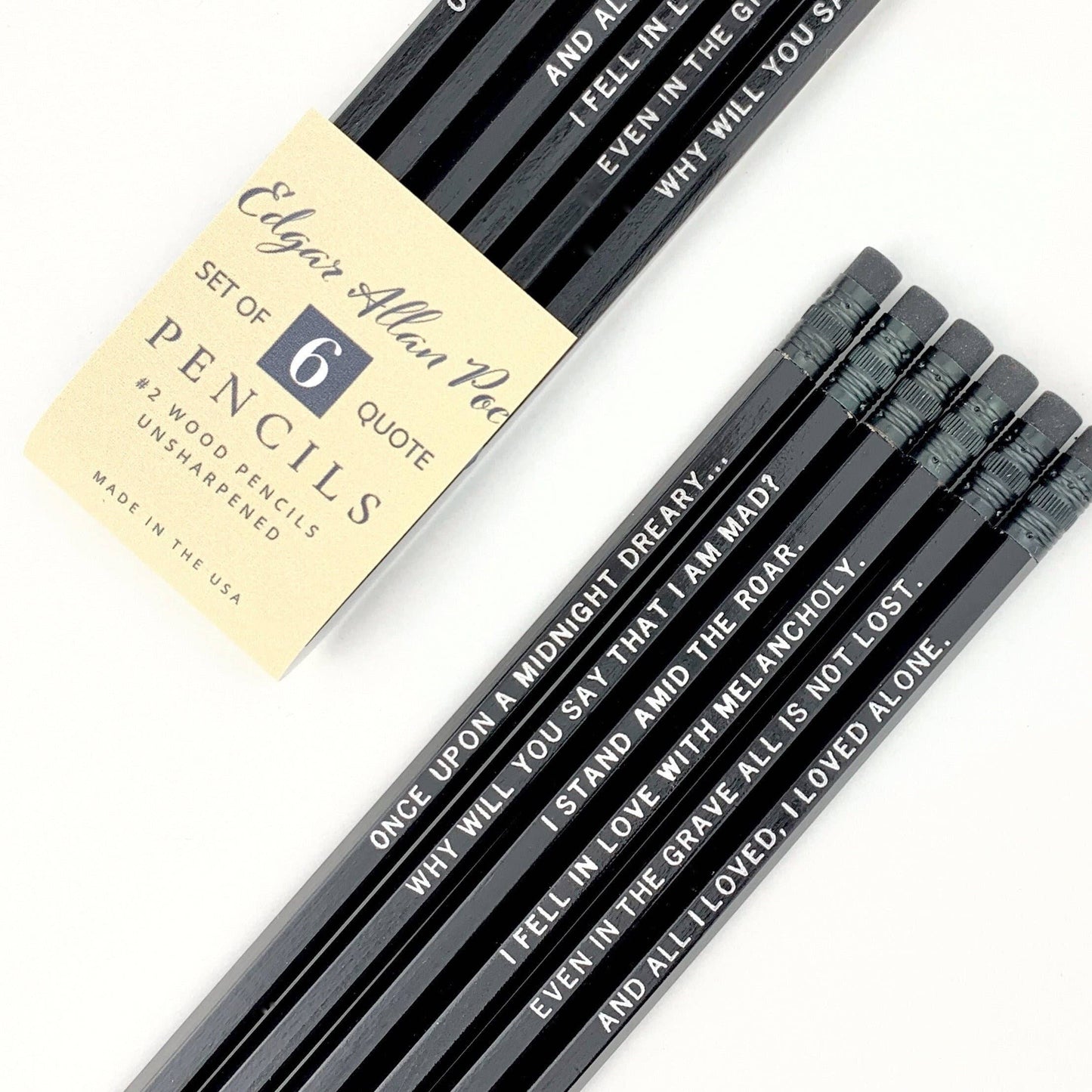 Edgar Allan Poe Quote Pencils