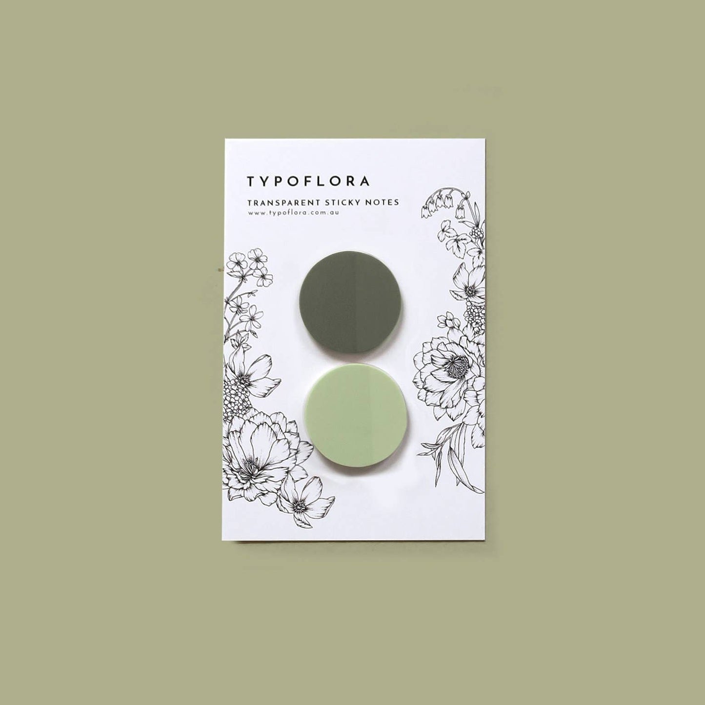 Transparent Sticky Notes - Olive + Sage Circle