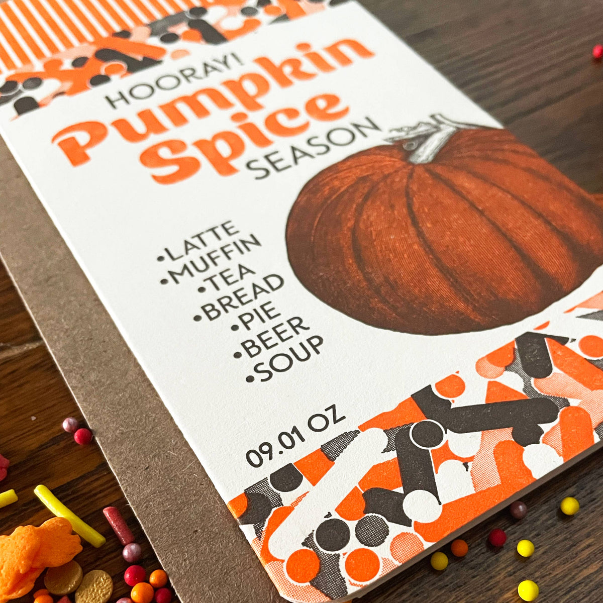 Pumpkin spice season letterpress card