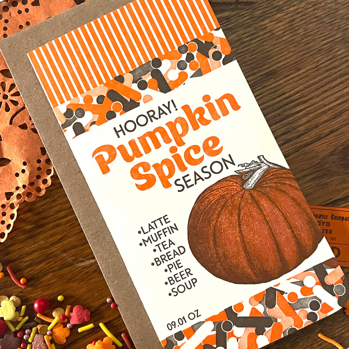 Pumpkin spice season letterpress card
