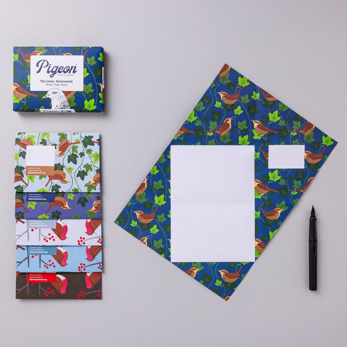 Robin & Wren Pigeon, Folding Letter Set – Pack of 6 Letters